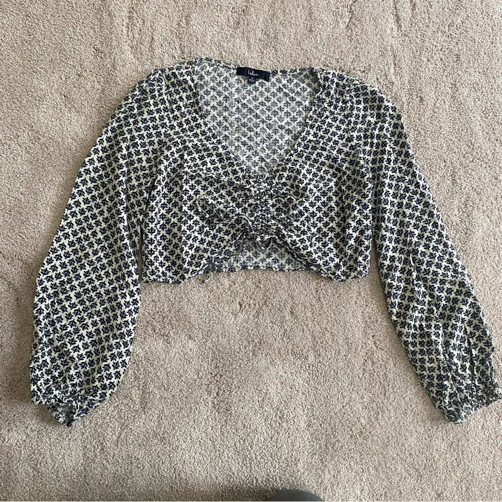 Lulus Patterned Black and White Women's Top
